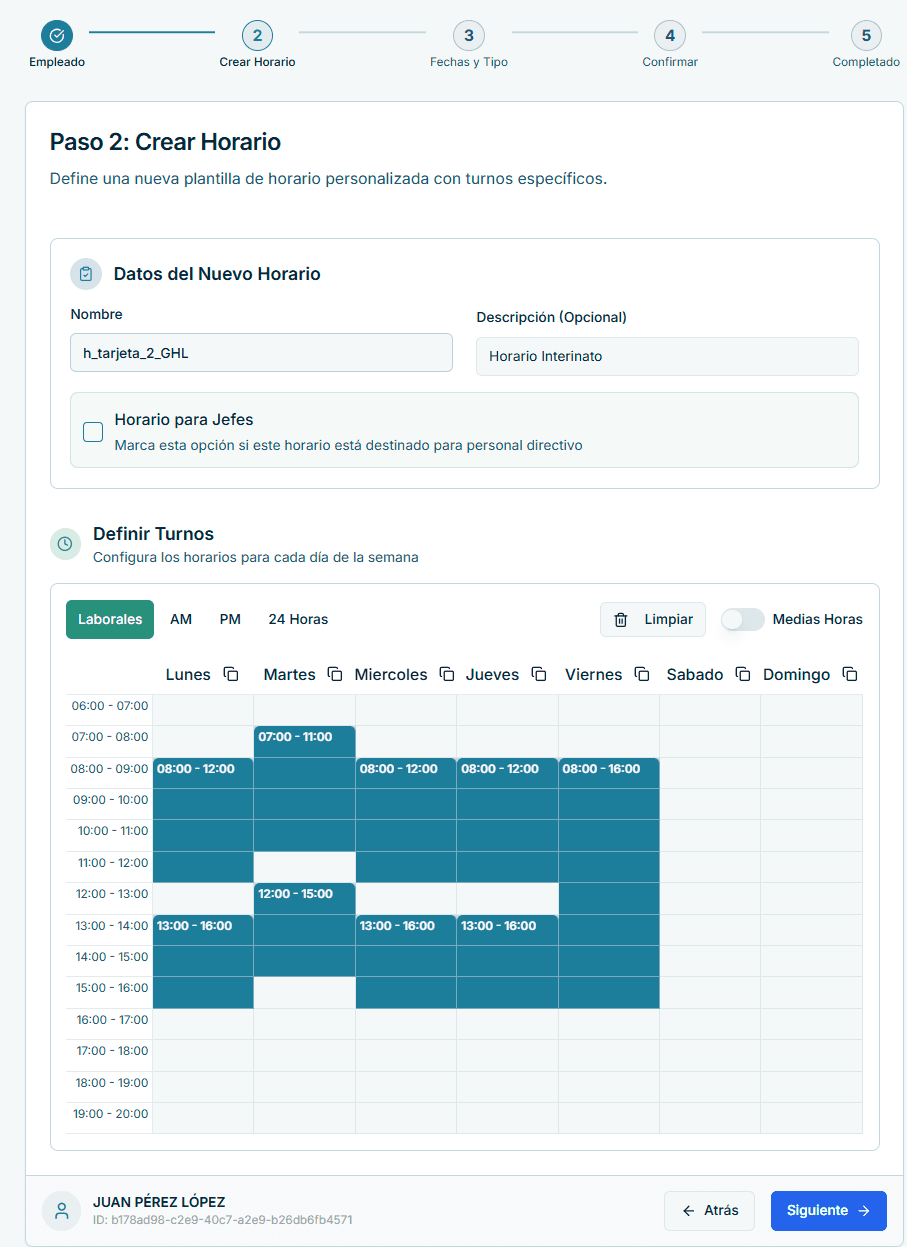 Creación de horarios en Kronet con múltiples jornadas y turnos